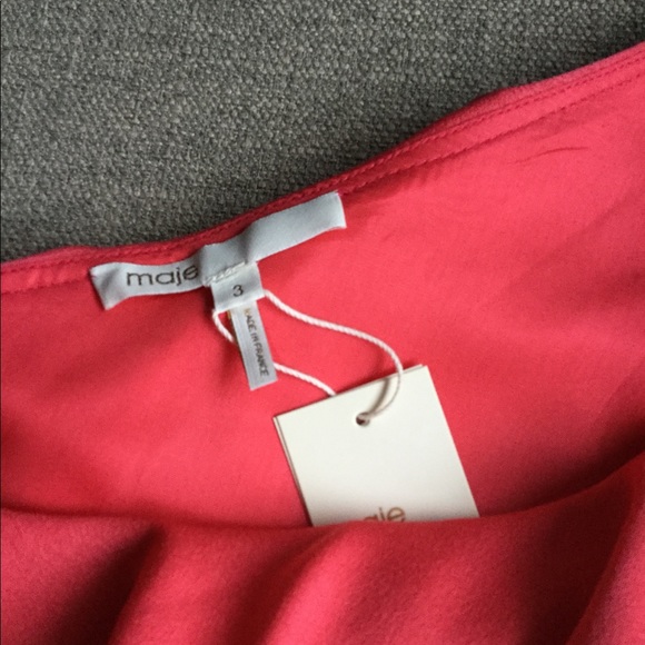 Maje One-Shoulder Rirai Ruffle Dress in Coral/Rose - Picture 4 of 6